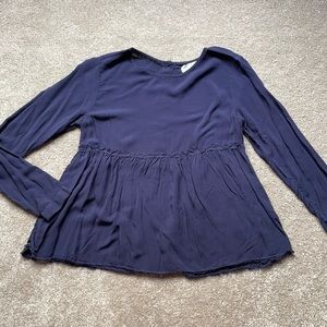 Bella Dahl Navy Long Sleeve Peplum Top